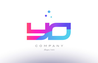 yo y o  creative pink blue modern alphabet letter logo icon template