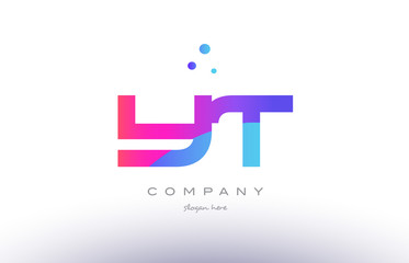 yt y t  creative pink blue modern alphabet letter logo icon template