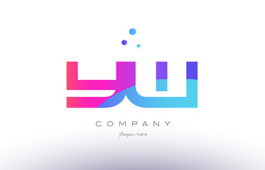 yw y w  creative pink blue modern alphabet letter logo icon template