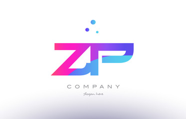 zp z p  creative pink blue modern alphabet letter logo icon template