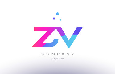 zv z v  creative pink blue modern alphabet letter logo icon template