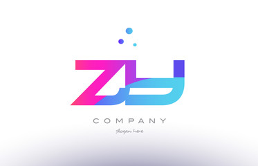 zy z y  creative pink blue modern alphabet letter logo icon template