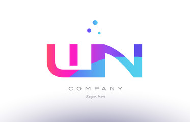 wn w n  creative pink blue modern alphabet letter logo icon template