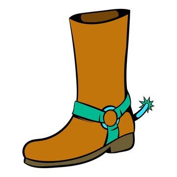 Cowboy boot icon, icon cartoon