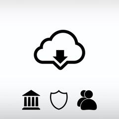 Vector cloud computing download icon, vector illustration. Flat 