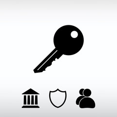 Key  icon, vector illustration. Flat design style