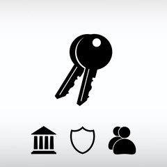 Key  icon, vector illustration. Flat design style