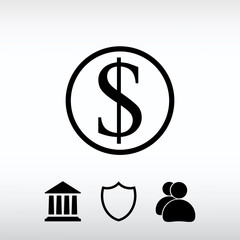Money icon, vector illustration. Flat design style