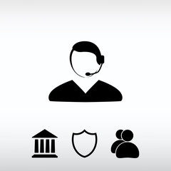 Call center icon, vector illustration. Flat design style