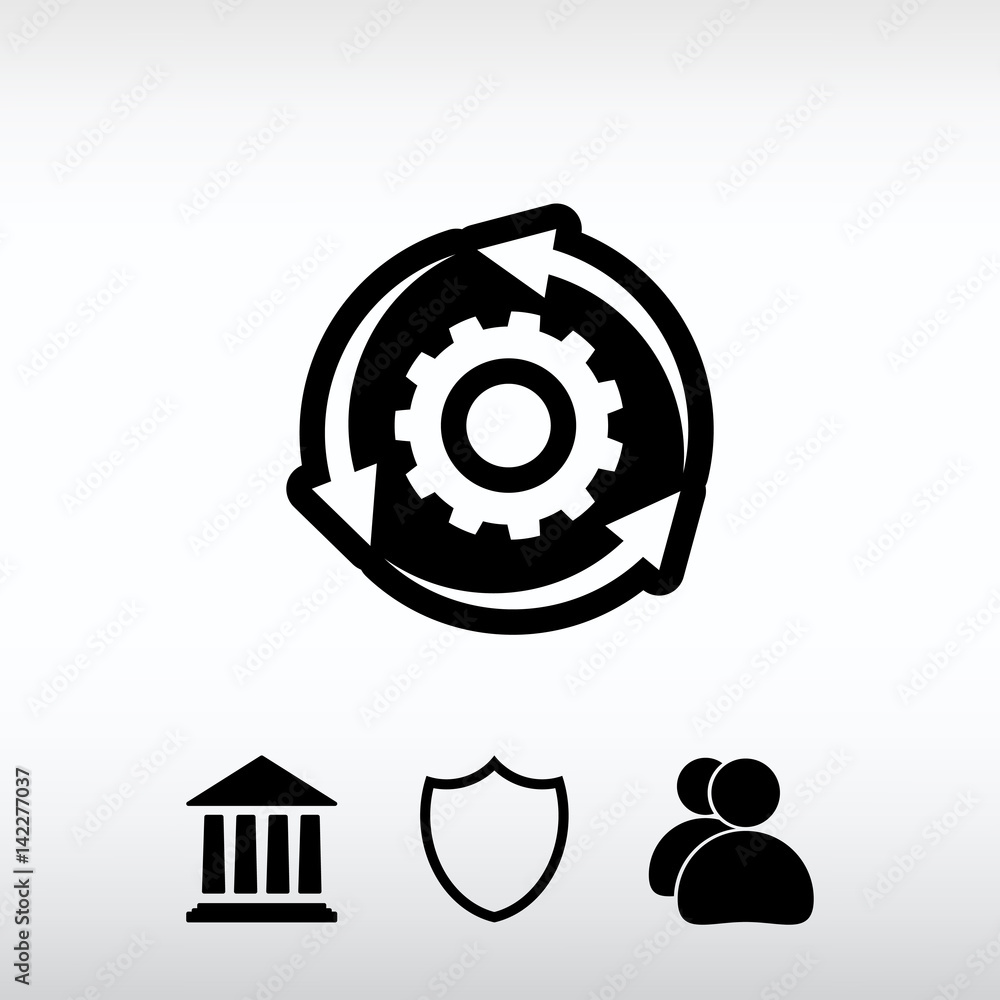 Poster setting parameters, circular arrows icon, vector illustration.