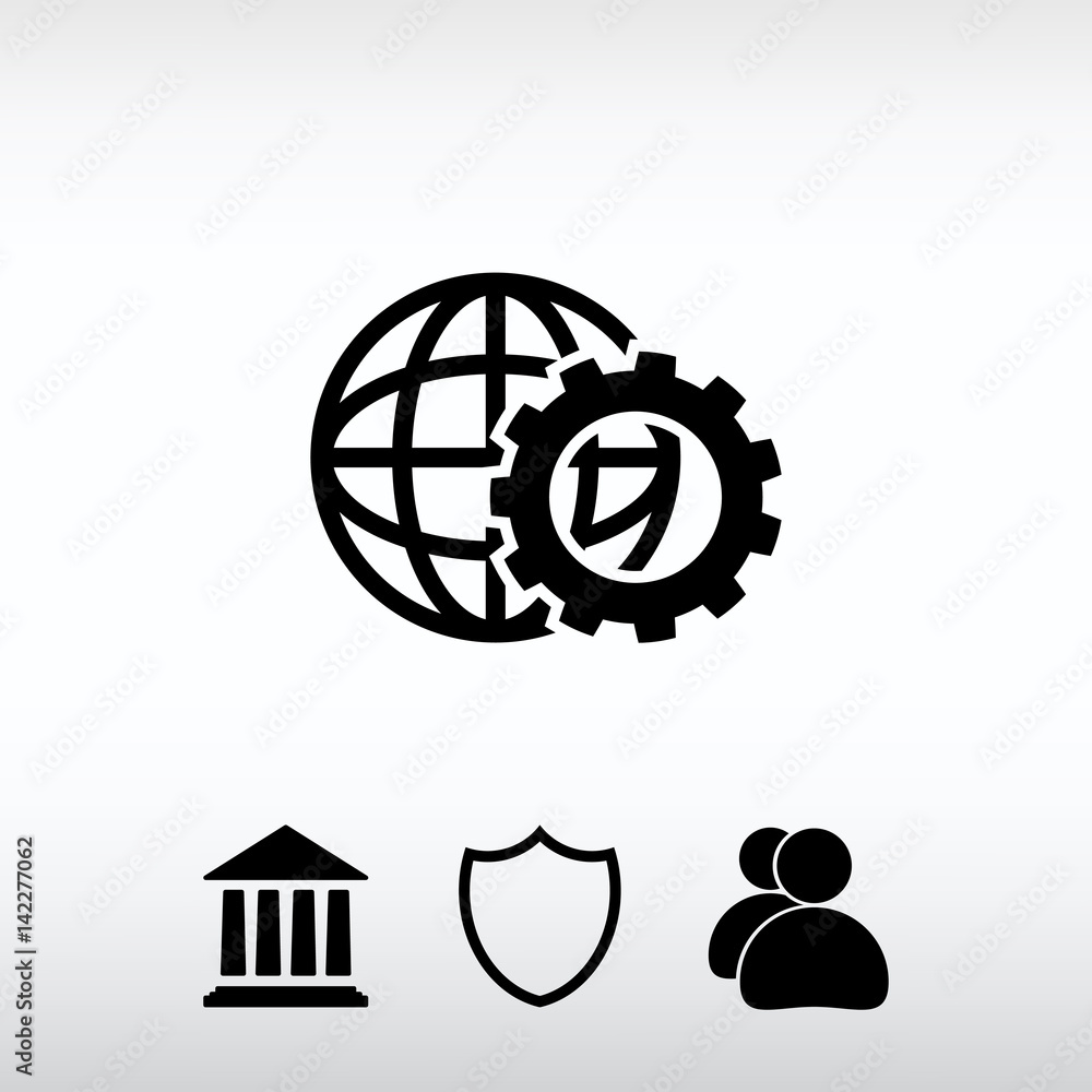 Poster setting parameters, globe icon vector illustration. flat design