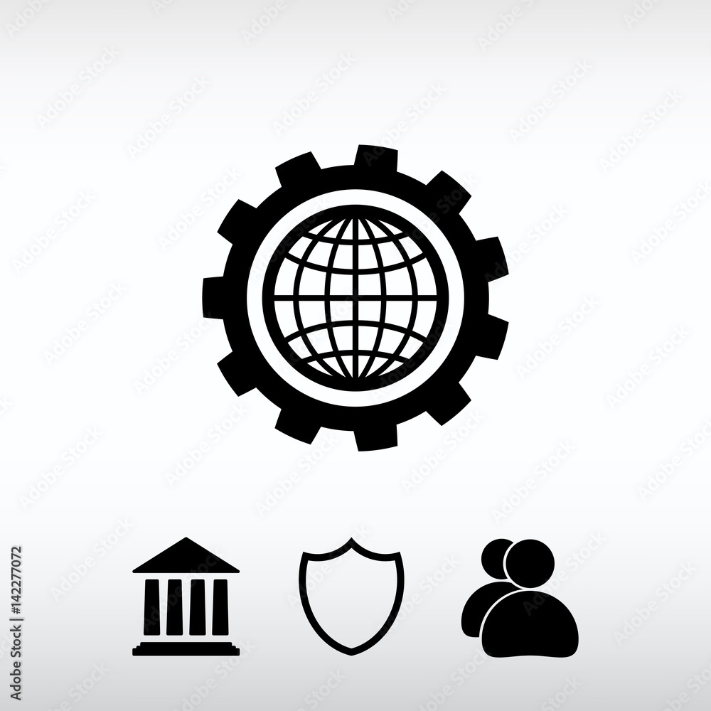 Poster setting parameters, globe icon vector illustration. flat design