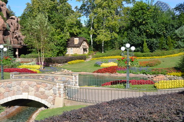flower garden with bridge 