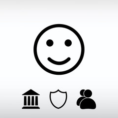 Smile Icon, vector illustration. Flat design style