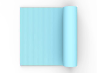 3D illustration blue yoga mat