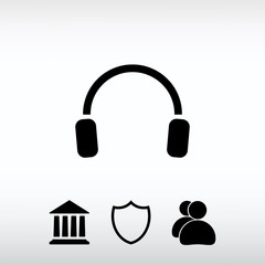 headphones  icon, vector illustration. Flat design style