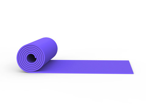 3D illustration purple yoga mat