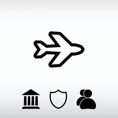 Airplane  icon,  vector illustration. Flat design style