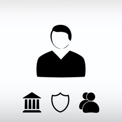 man icon, vector illustration. Flat design style