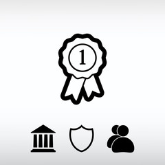 badge with ribbons icon, vector illustration. Flat design style