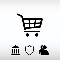 shopping cart icon, vector illustration. Flat design style