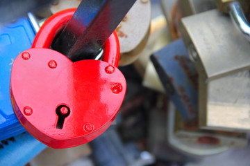 Heart shaped love padlock
