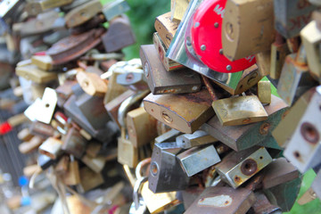 Heart shaped love padlock
