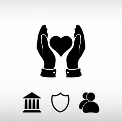 heart in hand icon, vector illustration. Flat design style 