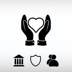 heart in hand icon, vector illustration. Flat design style 