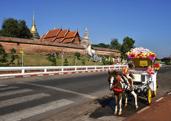 Horse carriage at Phrathat Lampang Luang temple