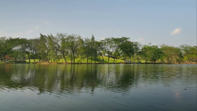 4K time lapse landscape, sky coud and pond