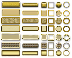 A selection of blank gold banners and icons designed for the web.