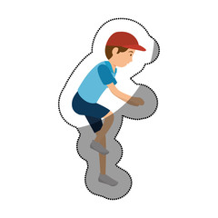 man athlete practicing climbing avatar character vector illustration design