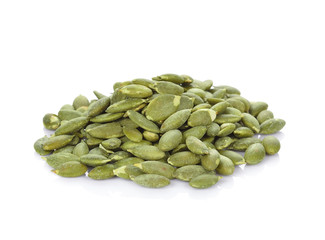 Pumpkin seeds on a white background