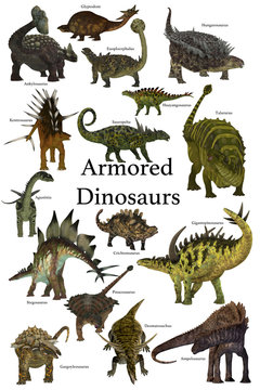 Armored Dinosaurs - A collection of various armored dinosaurs from different prehistoric periods of Earth's history.