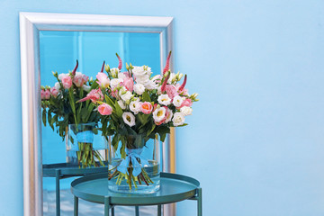 Fototapeta na wymiar Interior design of room with beautiful flowers