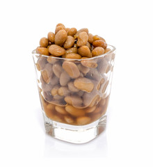 salted soybeans isolate on white background