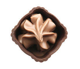 Delicious chocolate candy, isolated on white