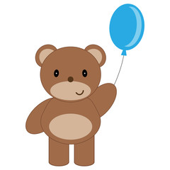 Toy bear with blue balloon