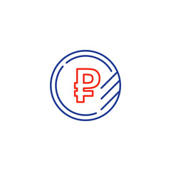 Ruble coin icon, financial currency exchange