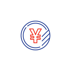 Yen coin icon, financial currency exchange