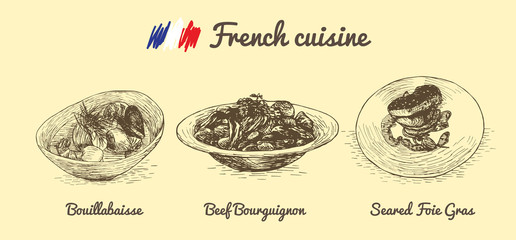 French menu monochrome illustration. © messer16
