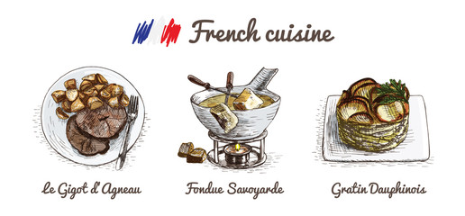 French menu colorful illustration.