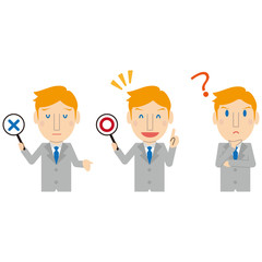 欧米系　グレーのスーツ　男性　質問回答3点セット