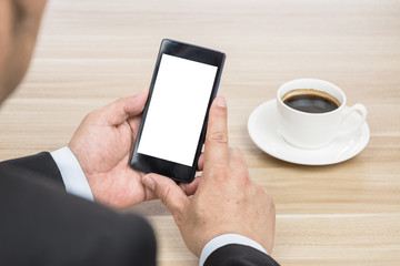 Businessmen use smartphones