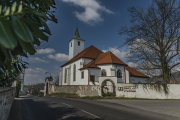 Fototapeta na wymiar Church in Valtirov village near main road