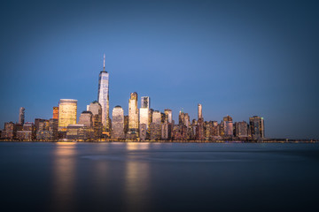 Manhattan skyline at sunset