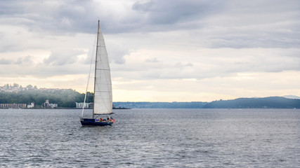 A boat is sailing in ocean