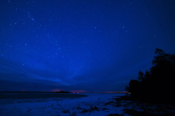 Milky way over Lake Huron in Winter on the Bruce Peninsula