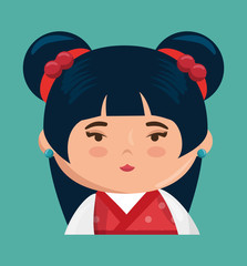 cute japanese girl character vector illustration design